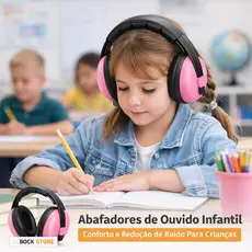 Abafador de Ruídos Infantil Protetor Auricular Som Neném Bebê Criança Ajustável Tipo Concha Conforto