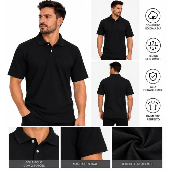 Camisa Polo Masculina Básica Piquet Adulto