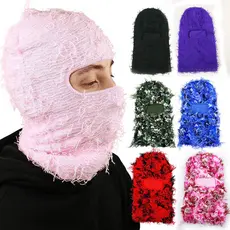 Balaclava Máscara Facial Completa De Inverno Exterior Camuflagem De Velo Fuzzy Ski Motociclismo Bicicleta Pó Feijão À Prova De Vento Chapéus De Lã Unisexo Homem Chapéu De Malha