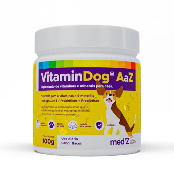 Suplemento Polivitamínico Completo para Pets VitaminDog AaZ com Sabor Bacon - Proteção Total