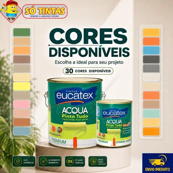 Tinta Epóxi Cozinha Banheiro Azulejo 900ml 3,6L Varias Cores Pinta Tudo Base Água Eucatex