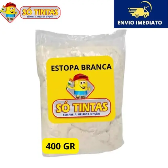 Estopa Multiuso para Polimentos e Limpeza Branca 400gr 100% Algodão Alta Qualidade - Só Tintas