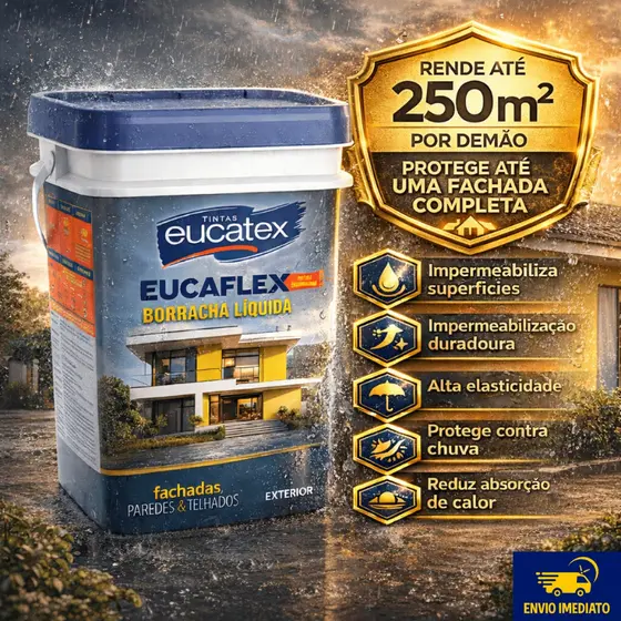 Borracha Líquida Eucatex 20kg Impermeabilizante Parede Externa e Interna Tinta Emborrachada