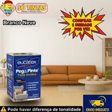 Tinta para Parede Pegue e Pinte Branco Neve 18L Acrílica Eucatex, Anti Mofo, Sem Cheiro