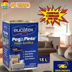 Tinta para Parede Pegue e Pinte Branco Gelo 18 Litros Acrílica Eucatex Anti Mofo Sem Cheiro Interna