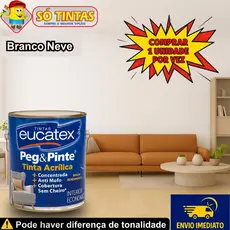 Tinta para Parede Branco Neve 3,6 Litros Pegue e Pinte Acrílica Eucatex Anti Mofo Sem Cheiro Interna