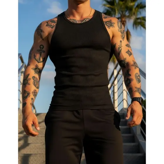 Regata Canelada Masculina Estilo Americano Premium