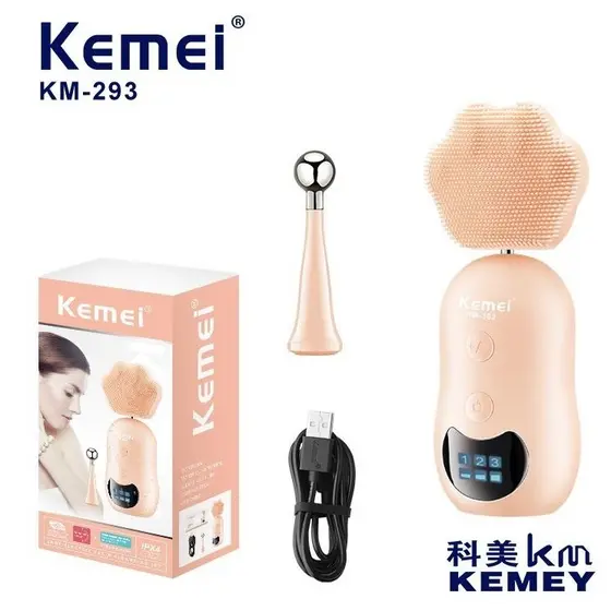Escova Elétrica Limpeza Facial Kemei - 293  e Massageador Prova d Água Kemei Km-293  Unisex Portátil