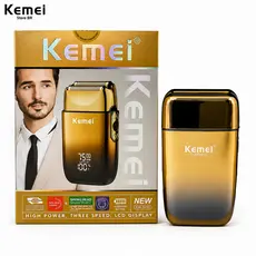 Barbeador Kemei KM-TX10 3x Velocidades 5W de Potência Bivolt  Portátil Dourado Queimado Top