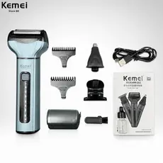 Barbeador Elétrico 3 em 1 Profissional Kemei 1433 Bivolt 110v 220v Portátil sem fio KM - 1433