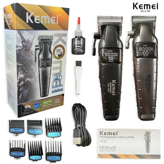 Kemei 1667 Máquina De Cortar Cabelo Profissional 9000RPM Aparador De Elétrico Sem Fio Corte 10W