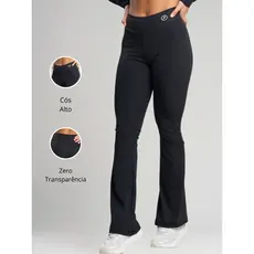 Calça Fitness Bailarina Academia Legging Flare Suplex Zero Transparência Feminina