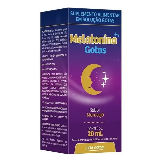 Melatonina Em Gotas Sabor Maracujá 20ml - Arte Nativa
