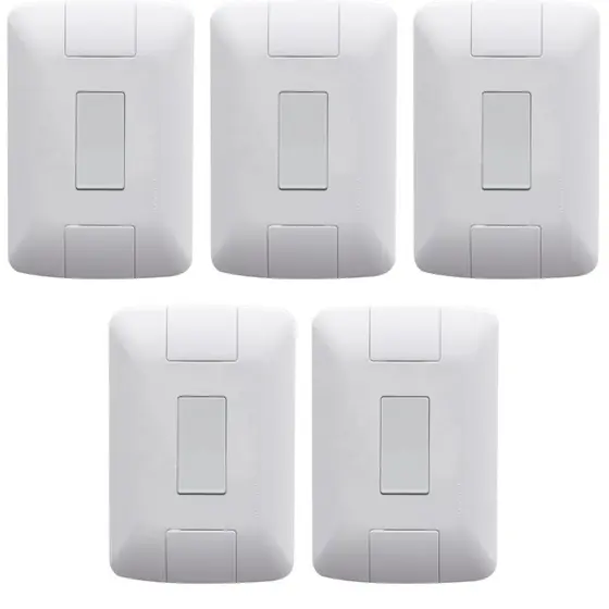 KIT C/ 05 Interruptores Tramontina Simples c/Placa 4x2  Linha Aria