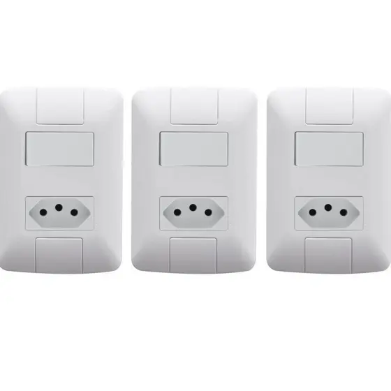 Kit 3 Tomadas Duplas 20A Tramontina com Interruptor e Tecla A6