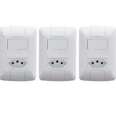 Kit 3 Tomadas Duplas 20A Tramontina com Interruptor e Tecla A6