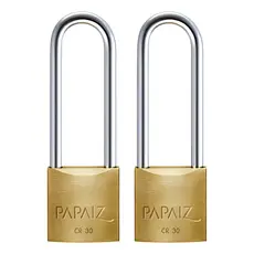 Cadeado Papaiz Haste Longa 30mm Cr30/70 Dourado 2 Unid Latão Maciço