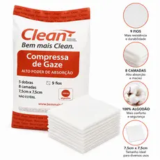 Gaze Hidrófila 9 Fios Clean 180g Não Estéril para Curativos Limpeza Uso Geral