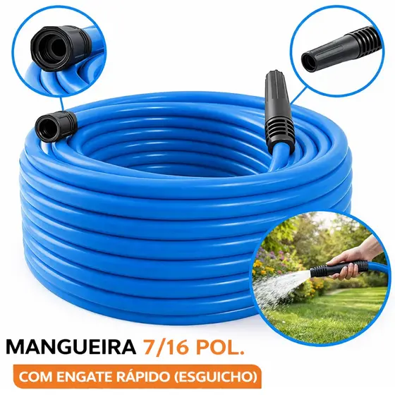 Mangueira Silicone 7/16 Super Flexível com Engate e Esguicho Jardim Casa