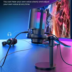 Microfone Gamer Condensador Podcast Alta Sensibilidade Rgb  - Microfones e Gravadores