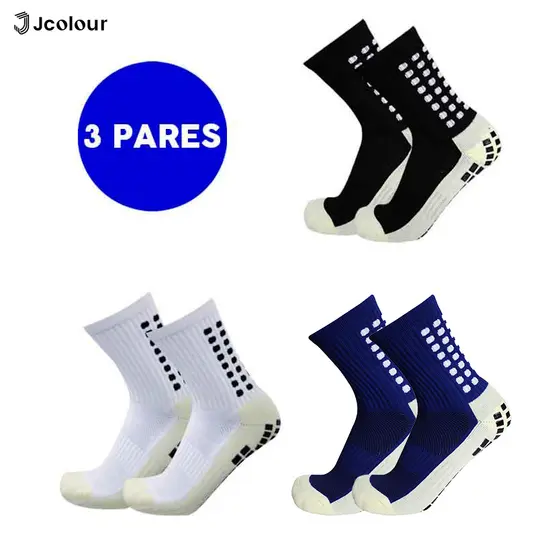 Jcolour Kit 3 Meias Esportivas Futebol Algodão Antiderrapantes De Alta Qualidade A PRONTA ENTREGA