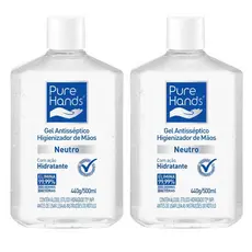 Kit 2 Álcool Em Gel Para Mãos Pure Hands Neutro 500ml