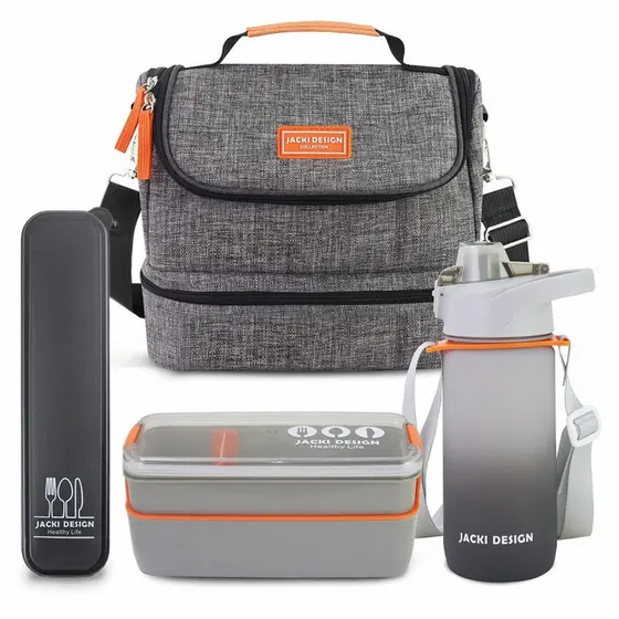 Kit Bolsa Térmica Marmita Garrafa Porta Talher Fit Jacki Design