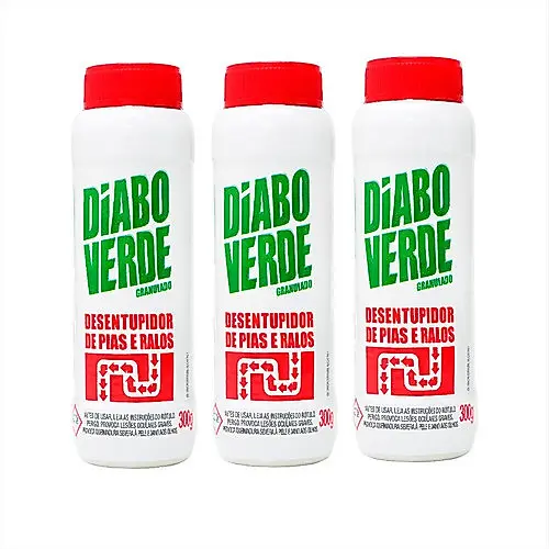 Kit 3 Diabo Verde Granulado Desentupidor De Pias Ralos 300g