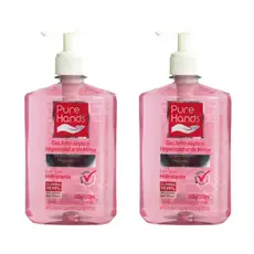 Kit 2 Álcool Em Gel Para Mãos Pure Hands Morango 500ml