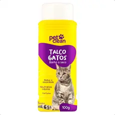 Talco Banho a Seco Pet Clean Gatos 100g Limpeza Rápida