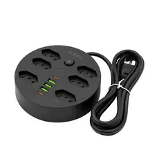 COIBEU Régua de Energia 6 Tomadas 3 USB 2 Type-C 2500W Controle Único Design Seguro e Resistente ao Fogo
