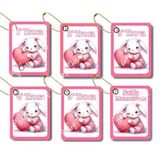 Kit 6 Tags Indicação de Troca Maternidade Menino/Menina Plástica com Correntinha (Somente TAG) Envio Imediato Promoção