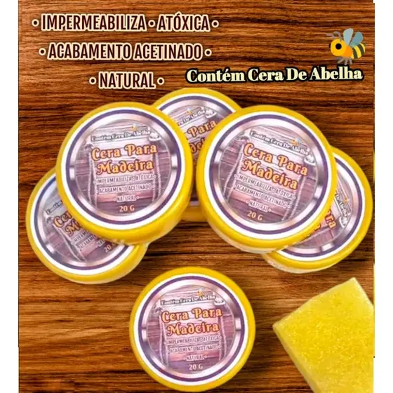 Cera de Abelha Natural Restauradora de Madeira Impermeabilizante Tábua de Carne Bambu e Couro Atóxica