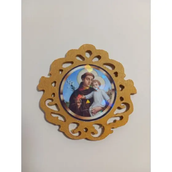 Kit Escapulário Santos Ímã MDF Dourado Holográfico - 6x6cm Envio Imediato
