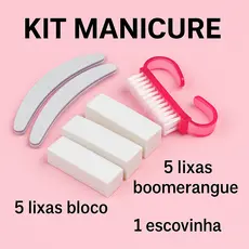 Kit Manicure 5 Lixas Boomerang + 5 Lixas Bloco + 1 Escovinha, Alongamento de Unhas Nail Designer