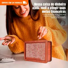 Cofre Desafio 10Mil Woodbox Cofrinho Caixa De Dinheiro Poupança - Envio Rápido