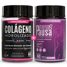 Kit Colágeno Hidrolisado + Menos Pausa | Pele, Cabelos, Unhas e Alívio da Menopausa - 2 Potes