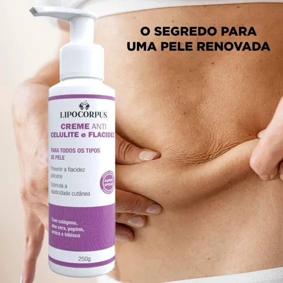 Creme Para Flacidez e Anti Celulite Barriga, Coxas e Braços Ação Poderosa | Qualidade Lipo Corpus - 250g