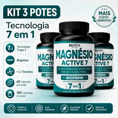 Kit 3 Pro Magnésio Actve 7 Revita Beauty 7 Magnésio + L-treonina 500mg | Muito + Por Menos - 60 Cáps