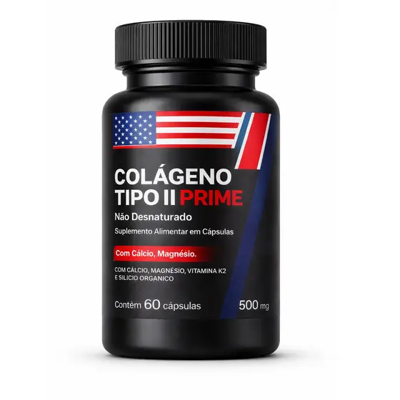 Colágeno Tipo 2 PRIME + Magnésio, Cálcio e Vitamina K2 Qualidade Premium - 60 Caps Envio Rápido