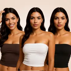 Kit 3 Top Faixa Feminino Tomara que Caia Suplex Premium Sem Alça Moda Casual Blogueira Tendência 2026