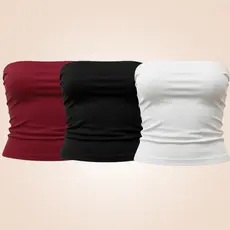 Kit 3 Top Tube Cropped Faixa Forrado Suplex Alta Qualidade Casual Academia Tomara que caia