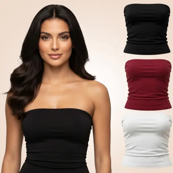 Kit 3 Top Tube Tomara que Caia Suplex Premium Cropped Leve e Confortável para o Verão