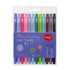 Caneta Brush Duo Lilac Fields by Sof Ponta Dupla de Feltro Estojo com 12 cores