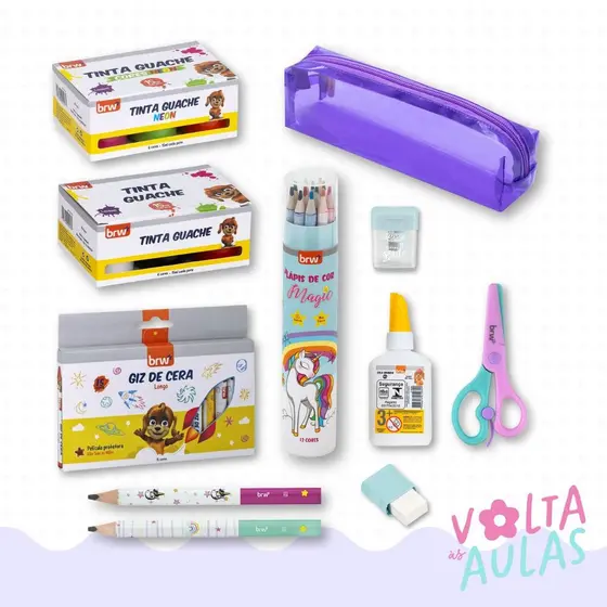 Kit Material Escolar Completo com Estojo