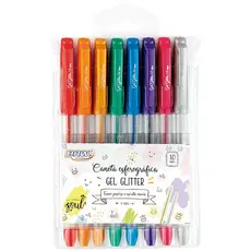 Caneta Esferográfica Gel Glitter 1.0mm Blister c/8 Unid. BRW Canetas Coloridas