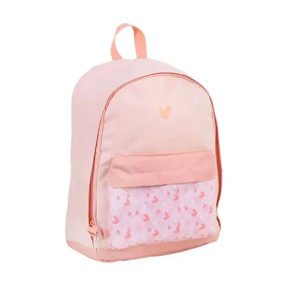Mochila Feminina Escolar Poliéster S2 Coração Rosa BRW