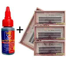 Conjunto Caixas Com Cílios NewShow Postiços 30P-0.07-D + Super Cola 30ml Mega Hair 30 segundos