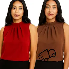 kit de 2 blusas com gola alta em tecido duna estilosa y elegante