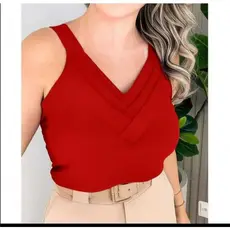 Blusa Feminina em Tecido Duna com Alça Regulável Decote V – Conforto e Elegância para o Dia a Dia